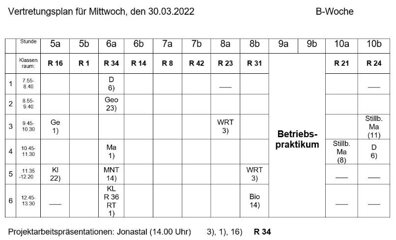 Vertretungsplan - RS Crawinkel